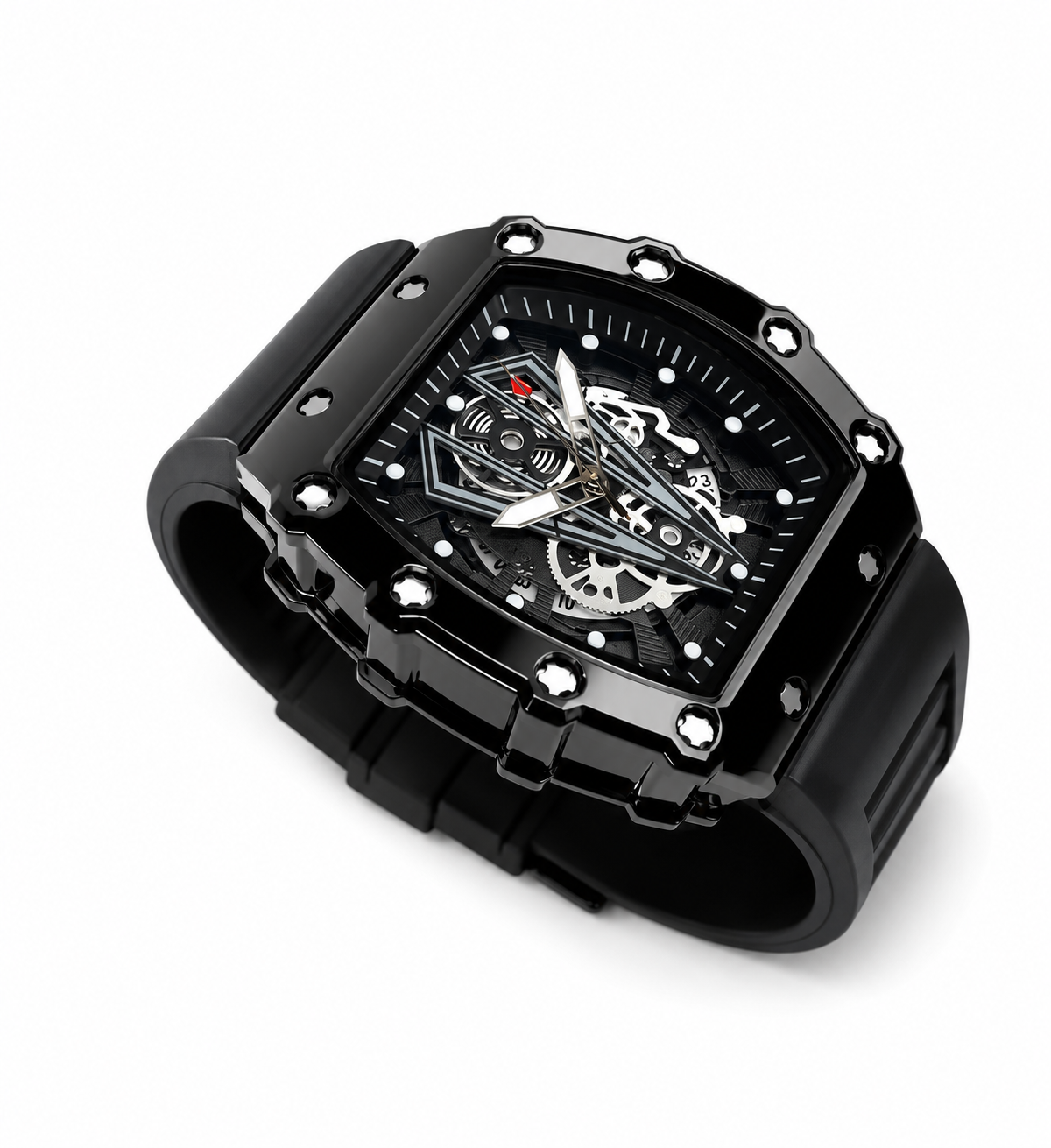 Luxury Skeleton Dial Black Square Watch for Men – Premium Sport Edition