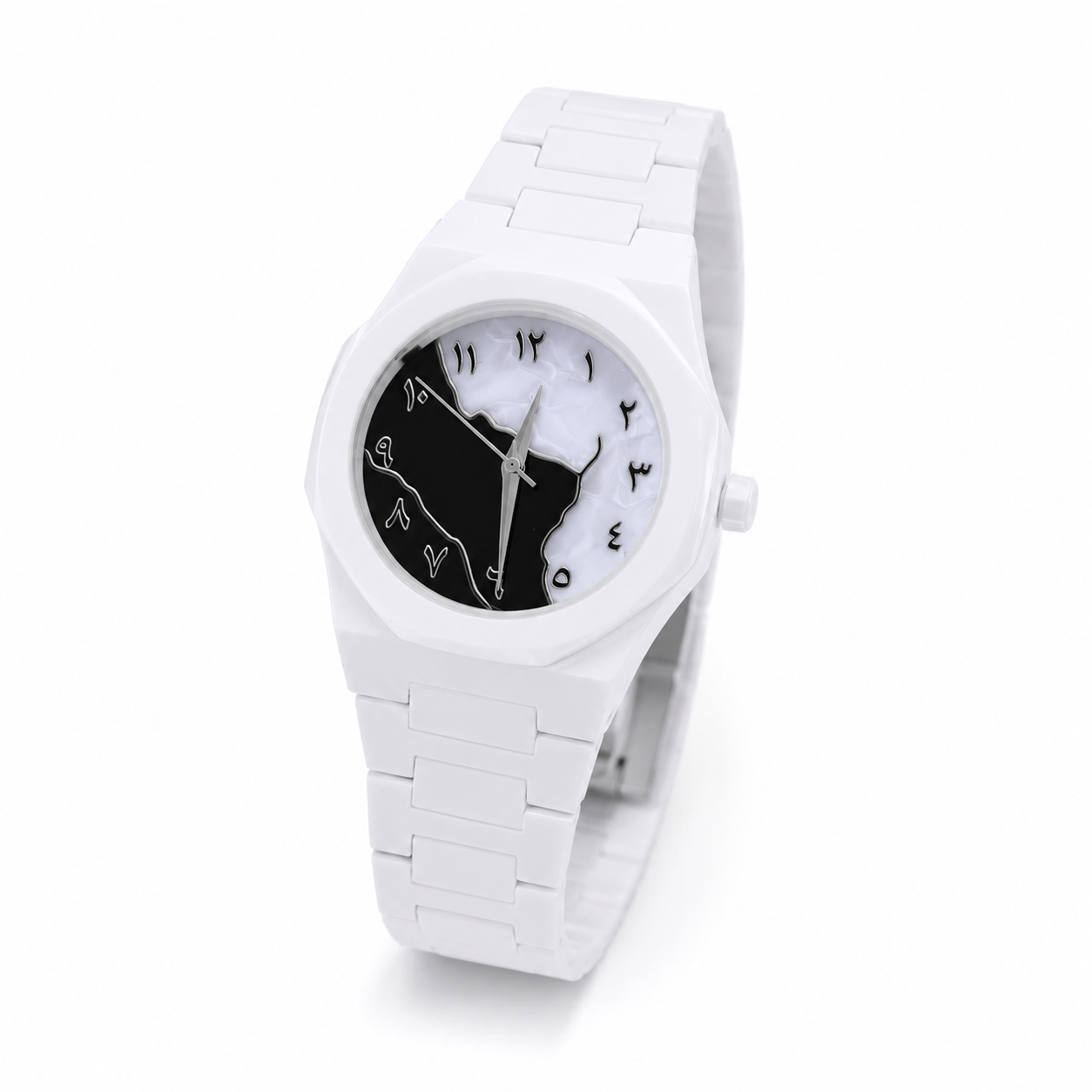 Luna White Minimalist Arabic Dial Watch