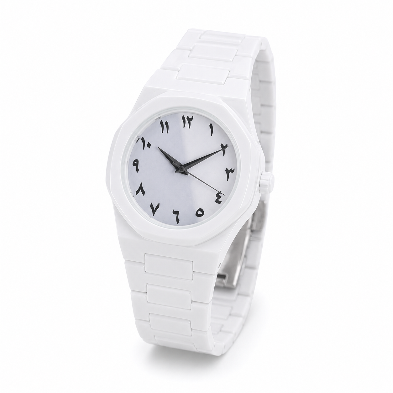 Minimalist White Arabic Dial Watch – Premium Elegant Everyday Timepiece