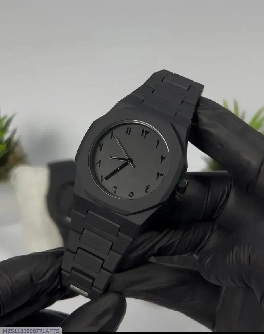 Midnight Arabic Dial Luxury Watch – Matte Black Edition