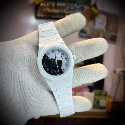 Luna White Minimalist Arabic Dial Watch