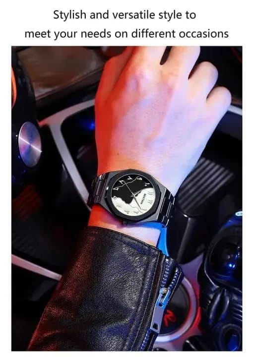Midnight Arabic Dial Luxury Watch – Matte Black Edition