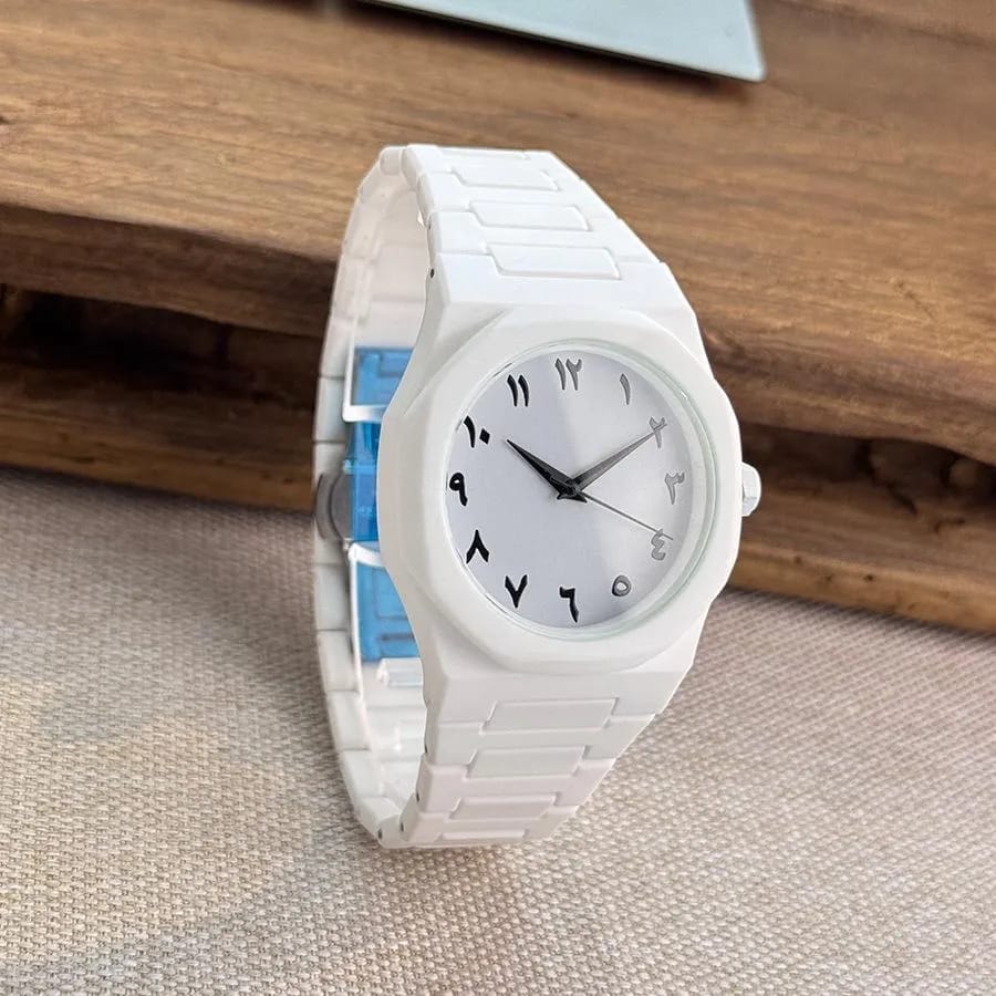 Minimalist White Arabic Dial Watch – Premium Elegant Everyday Timepiece