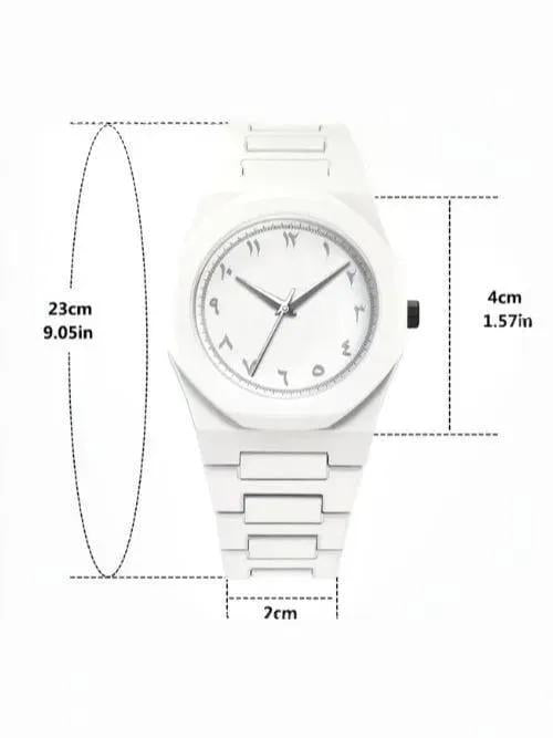 Minimalist White Arabic Dial Watch – Premium Elegant Everyday Timepiece