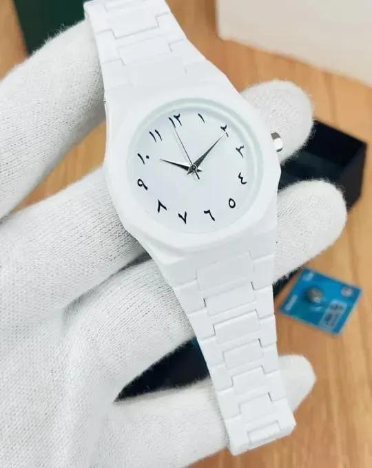 Minimalist White Arabic Dial Watch – Premium Elegant Everyday Timepiece